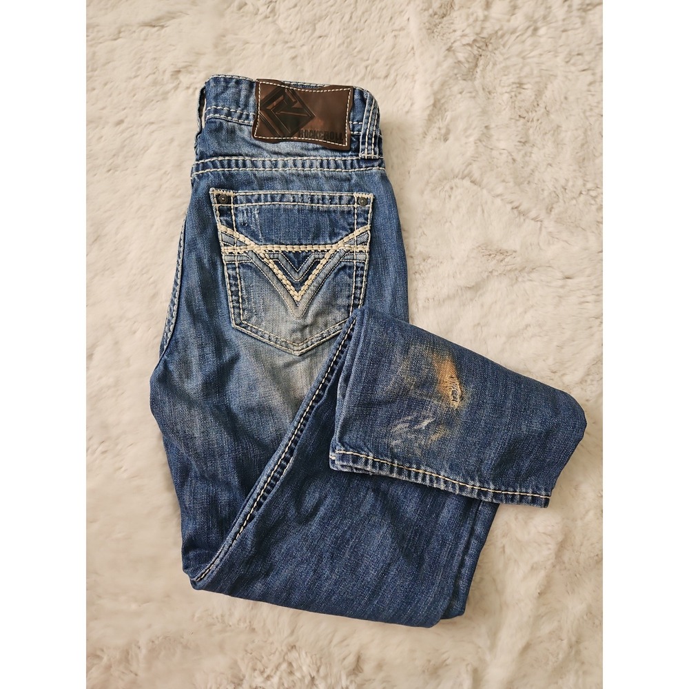 Rock and Roll Cowboy Jeans 29x30 Double Barrel Straight Relaxed Leg Heavy Stitch